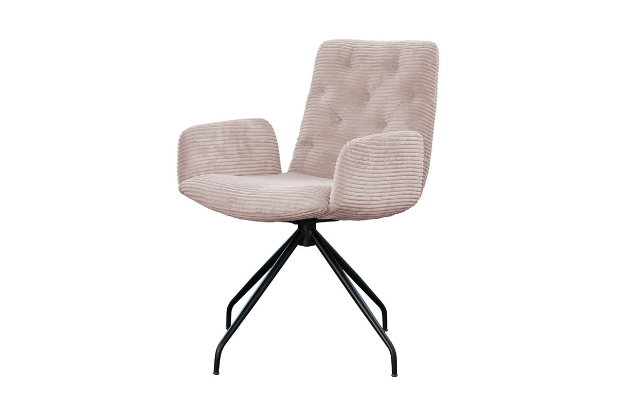 KAWOLA Stuhl NEW CHARME Drehstuhl Esszimmersessel Cord rosa