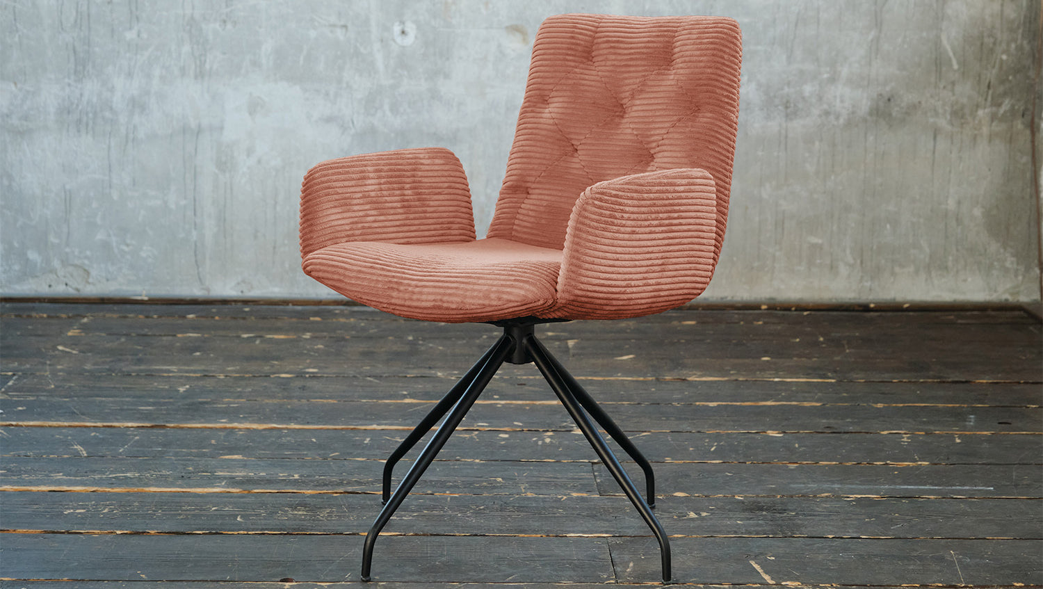 KAWOLA Stuhl NEW CHARME Drehstuhl Esszimmersessel Cord rost