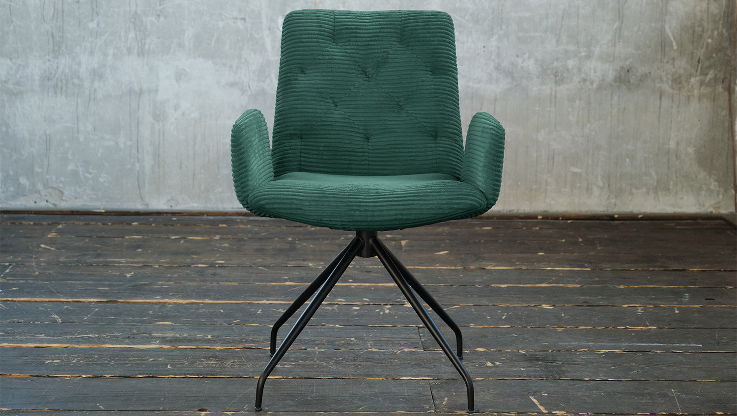 KAWOLA Stuhl NEW CHARME Drehstuhl Esszimmersessel Cord smaragd
