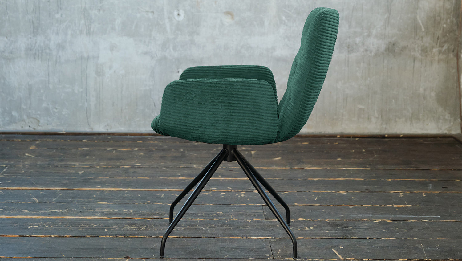 KAWOLA Stuhl NEW CHARME Drehstuhl Esszimmersessel Cord smaragd