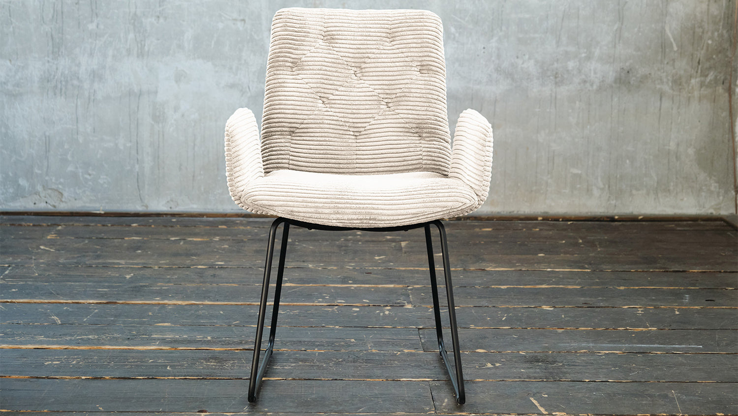 KAWOLA Stuhl NEW CHARME Esszimmersessel Cord cremeweiß