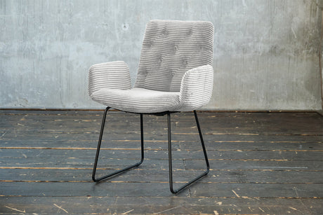 KAWOLA Stuhl NEW CHARME Esszimmersessel Cord hellgrau
