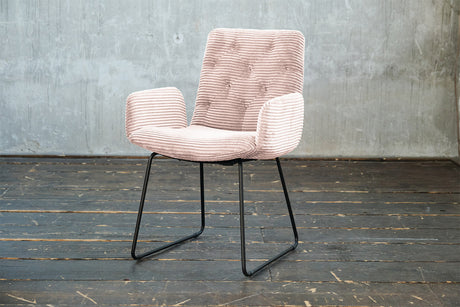 KAWOLA Stuhl NEW CHARME Esszimmersessel Cord rosa