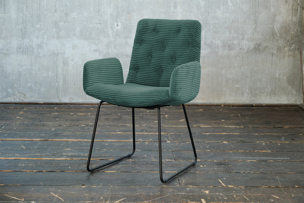 KAWOLA Stuhl NEW CHARME Esszimmersessel Cord smaragd