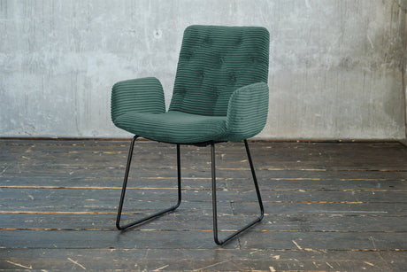 KAWOLA Stuhl NEW CHARME Esszimmersessel Cord smaragd