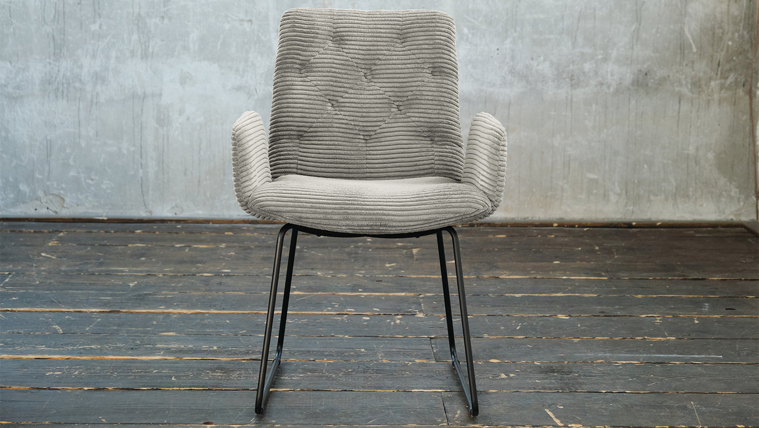 KAWOLA Stuhl NEW CHARME Esszimmersessel Cord steingrau