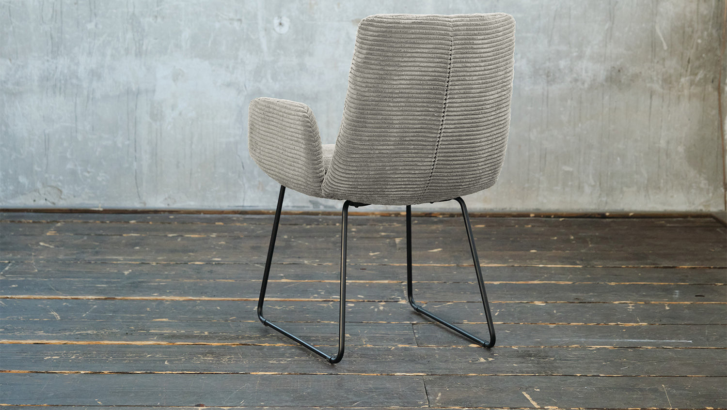 KAWOLA Stuhl NEW CHARME Esszimmersessel Cord steingrau