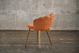 KAWOLA Stuhl SALLY Esszimmerstuhl Velvet orange Fuß gold