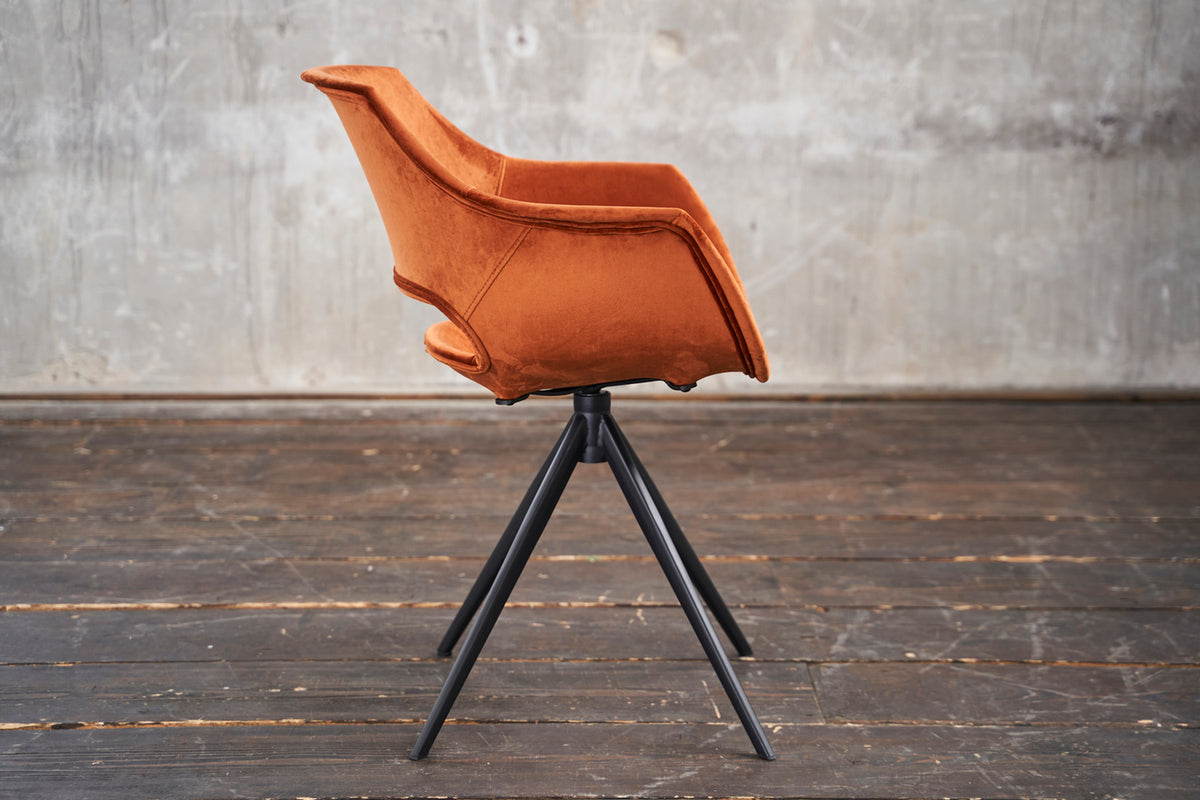 KAWOLA Stuhl ZAJA Esszimmerstuhl Velvet drehbar cognac