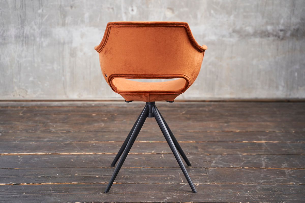 KAWOLA Stuhl ZAJA Esszimmerstuhl Velvet drehbar cognac