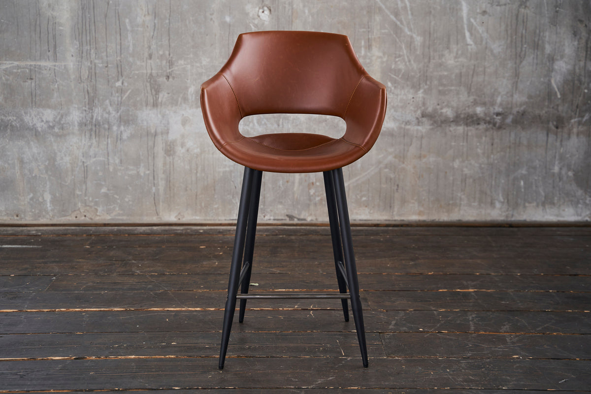 KAWOLA Thekenhocker ZAJA Barstuhl Sitzhöhe 65 cm Kunstleder cognac