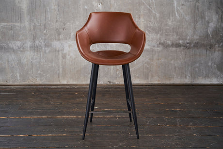 KAWOLA Thekenhocker ZAJA Barstuhl Sitzhöhe 65 cm Kunstleder cognac