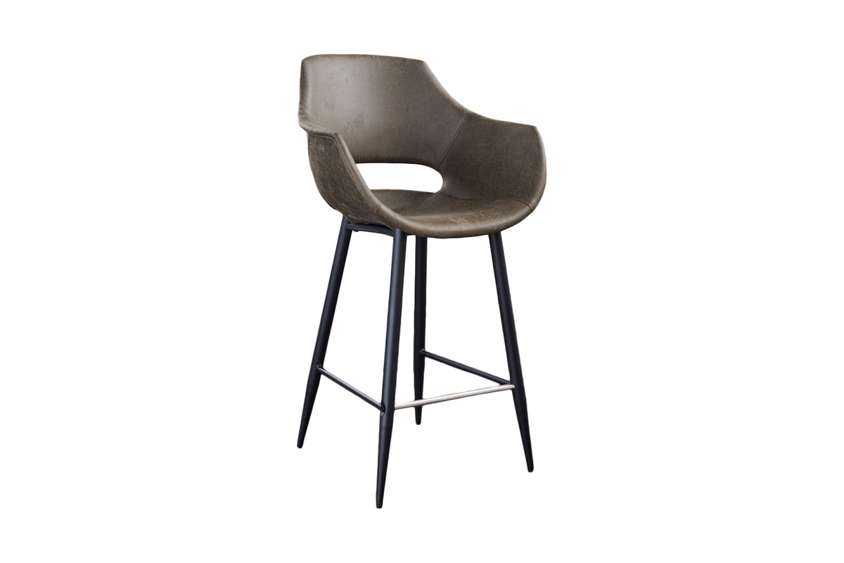 KAWOLA Thekenhocker ZAJA Barstuhl Sitzhöhe 65 cm Microfaser oliv