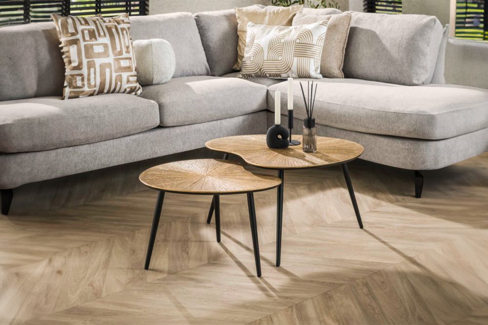 KAWOLA Couchtisch TIBALI Set 2-tlg. Metall bronze nierenförmig