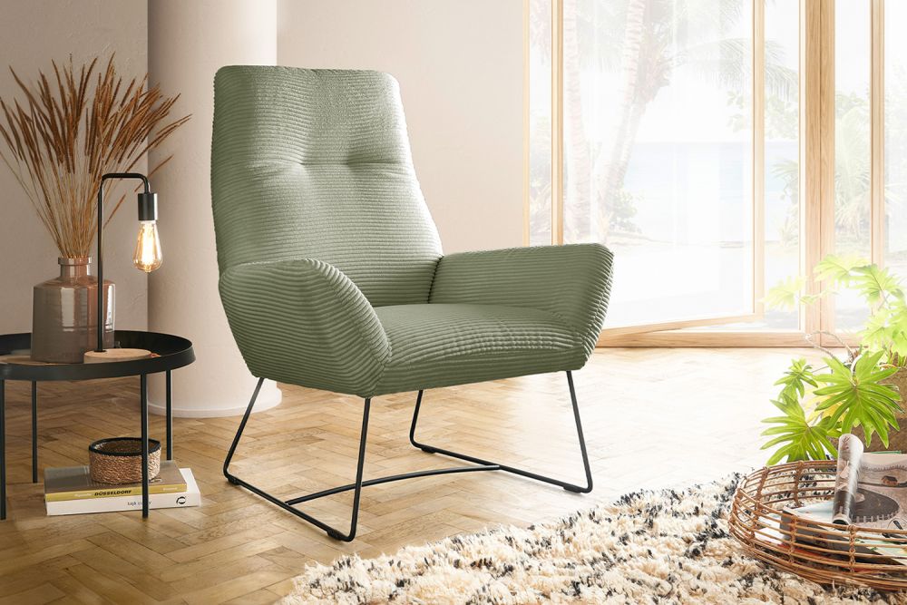 KAWOLA Sessel BISA Cord olivgrün