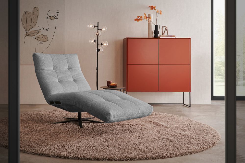 KAWOLA Relaxliege LETICIA motorisch Stoff grau