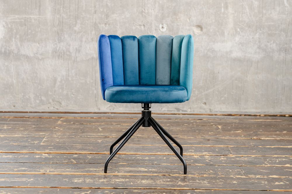 B-Ware KAWOLA Esszimmerstuhl JADA Drehstuhl Velvet blau