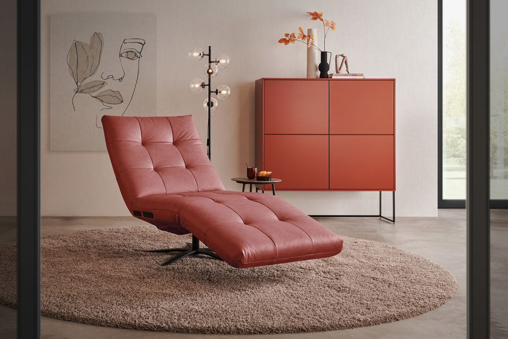 KAWOLA Relaxliege LETICIA motorisch Leder rot