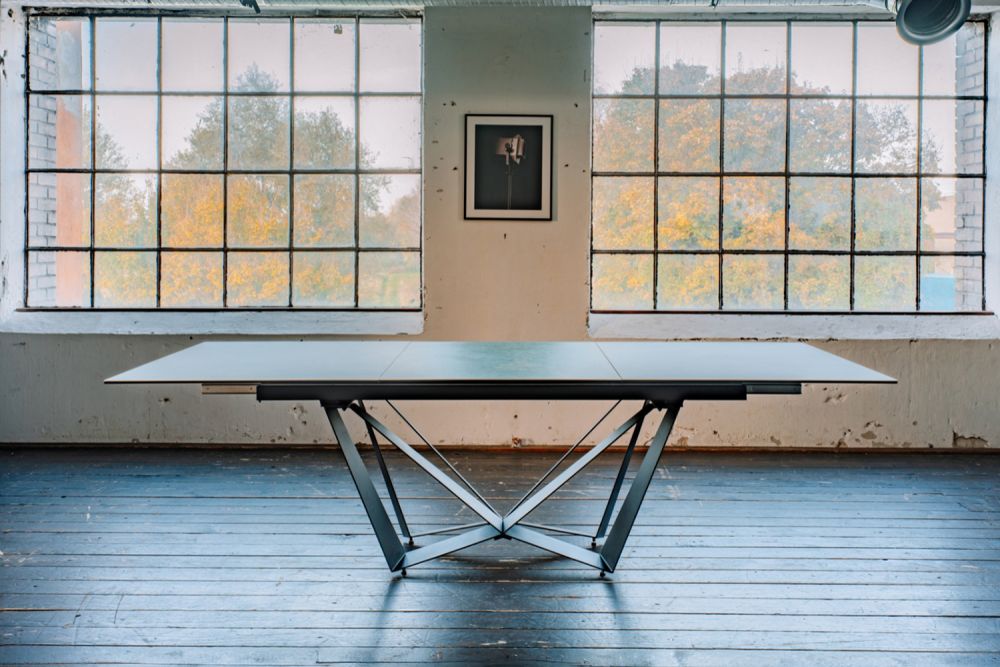 B-Ware KAWOLA Ausziehtisch ODAR Esstisch Mittelauszug Keramik grün 180x100cm