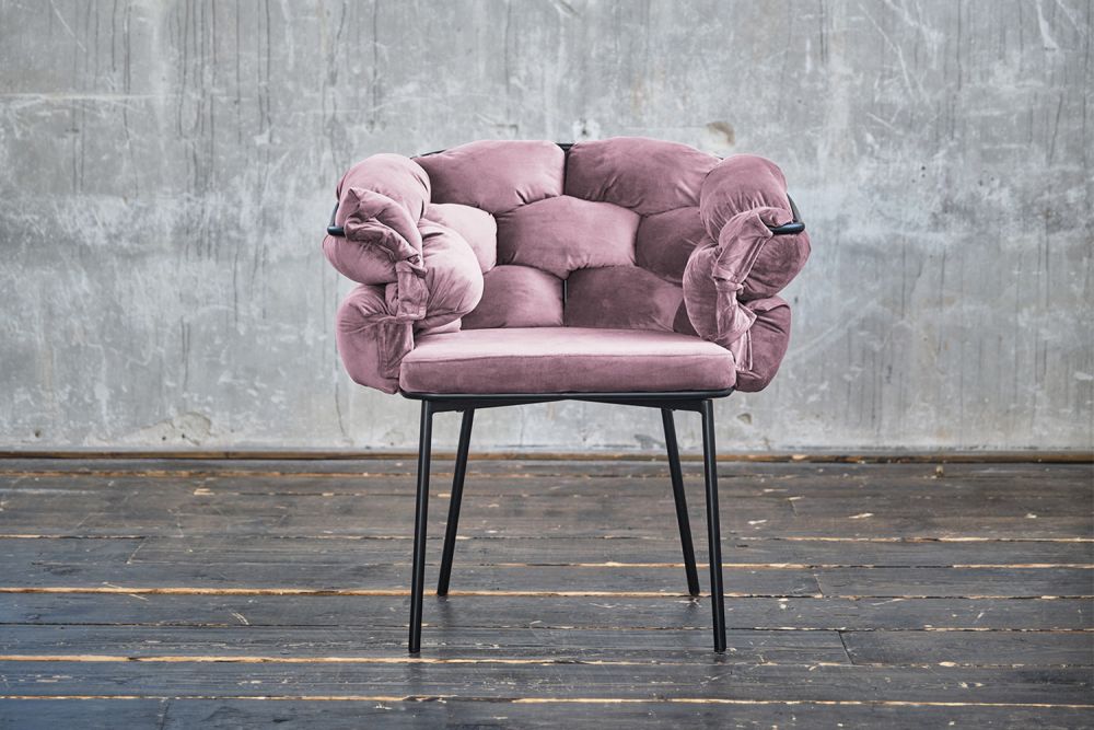 B-Ware KAWOLA Stuhl MONTY Designstuhl Velvet rosa
