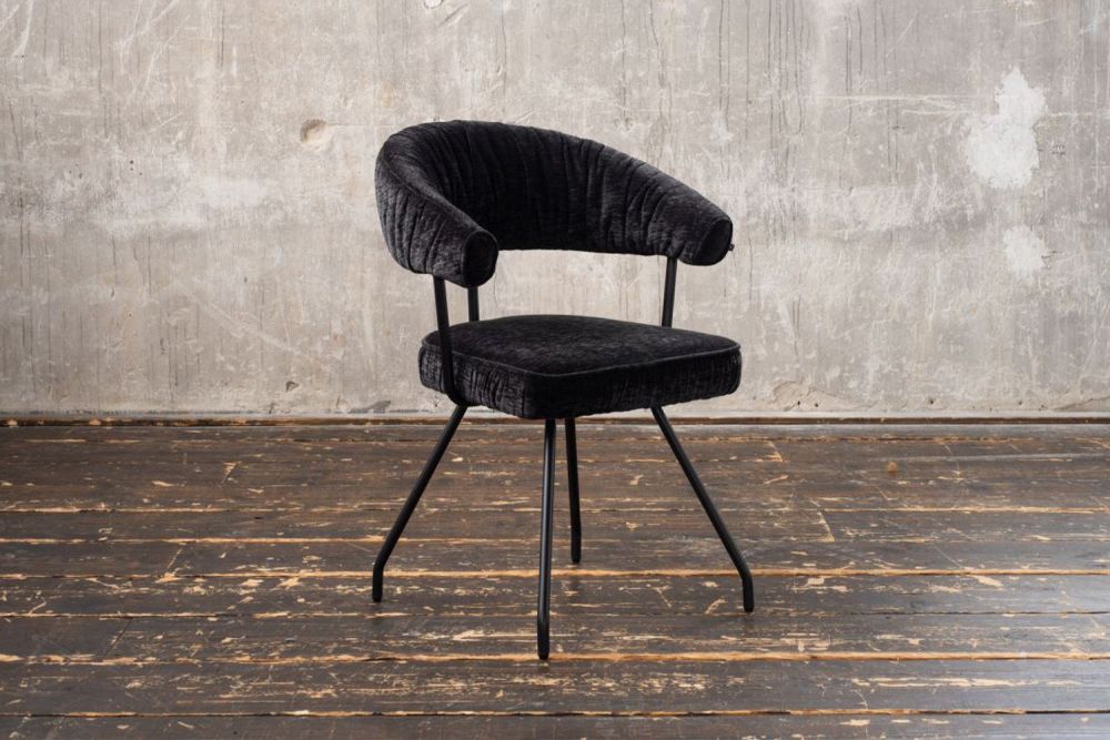 B-Ware KAWOLA Stuhl RUNA Esszimmerstuhl Stoff schwarz