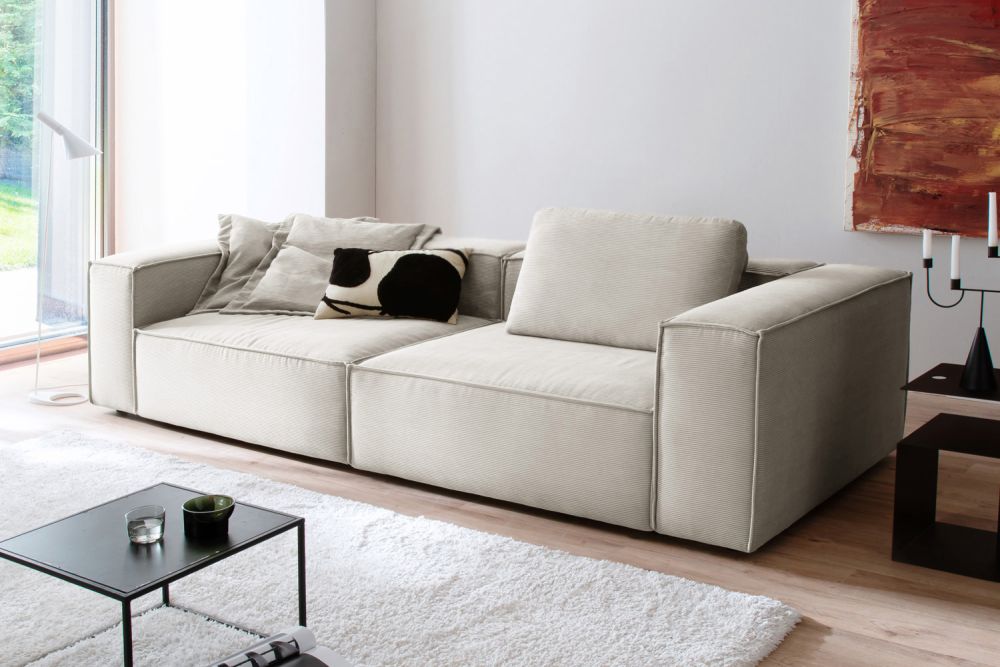 KAWOLA Sofa CARMO 3-Sitzer Feincord silber