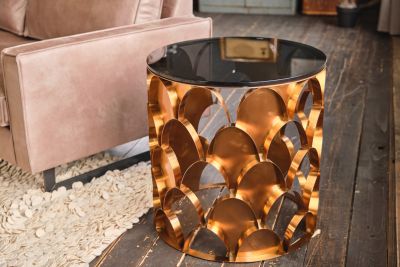 KAWOLA Beistelltisch MEDINA Couchtisch Tisch Glas Gestell rosé gold