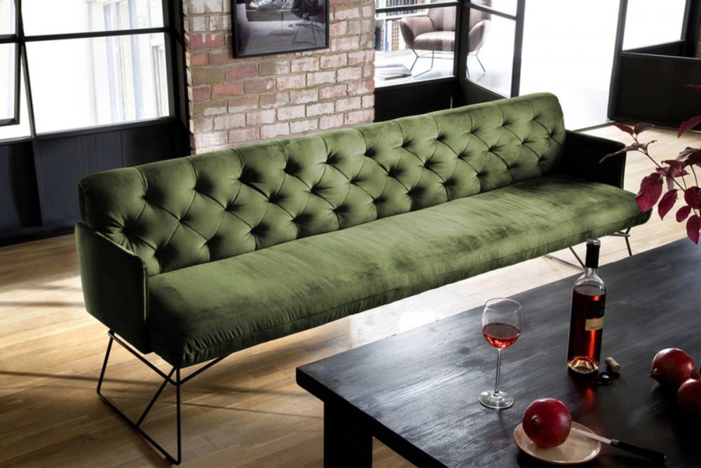 B-Ware KAWOLA Esszimmerbank CHARME Velvet oliv 166cm
