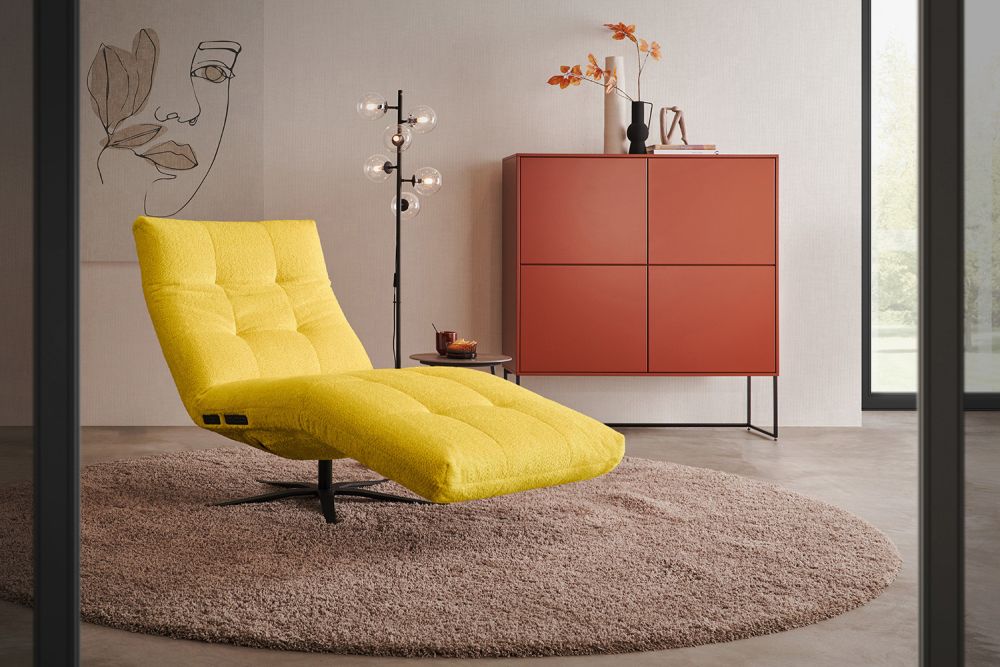 KAWOLA Relaxliege LETICIA motorisch Stoff gelb