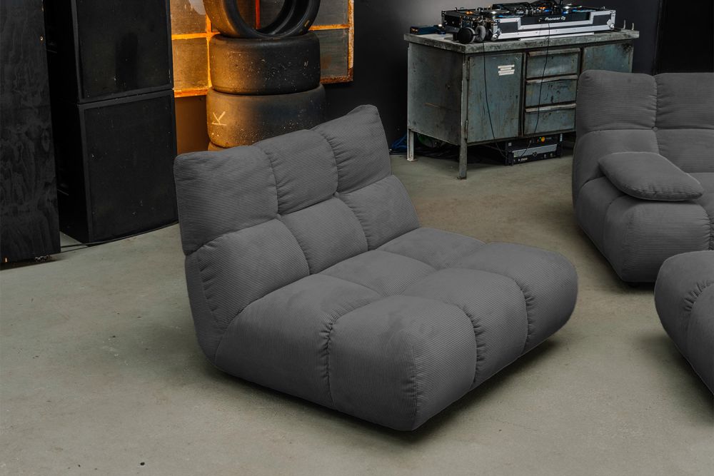 KAWOLA Sessel VIVIEN Drehsessel Feincord anthrazit