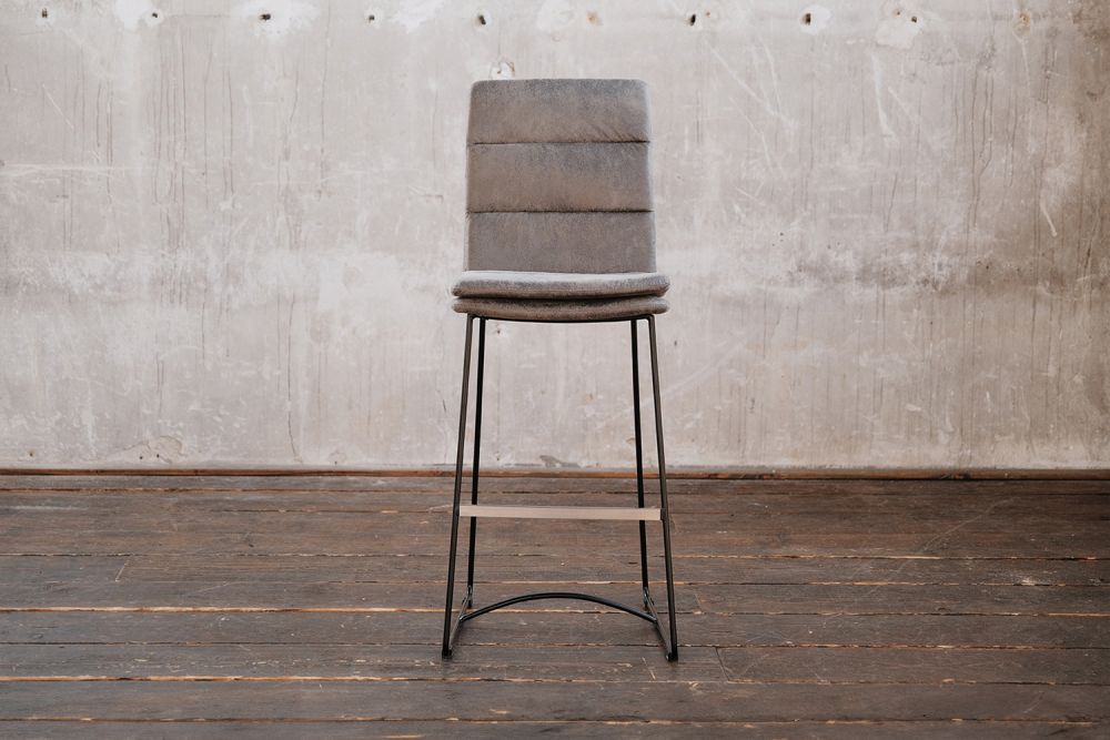 B-Ware_KAWOLA Barhocker VINCE Microfaser grau