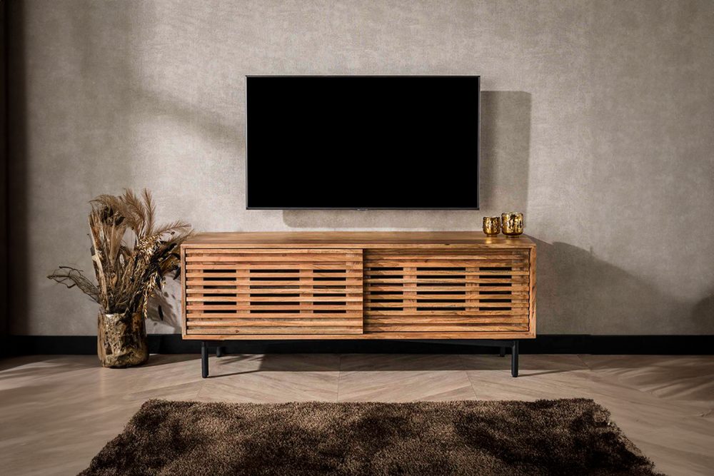 KAWOLA Lowboard RIONI TV-Board Akazie braun 2 Türen