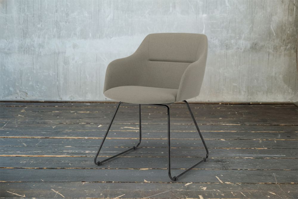 B-Ware KAWOLA Stuhl MALIMA Stoff grau Kufe Metall schwarz