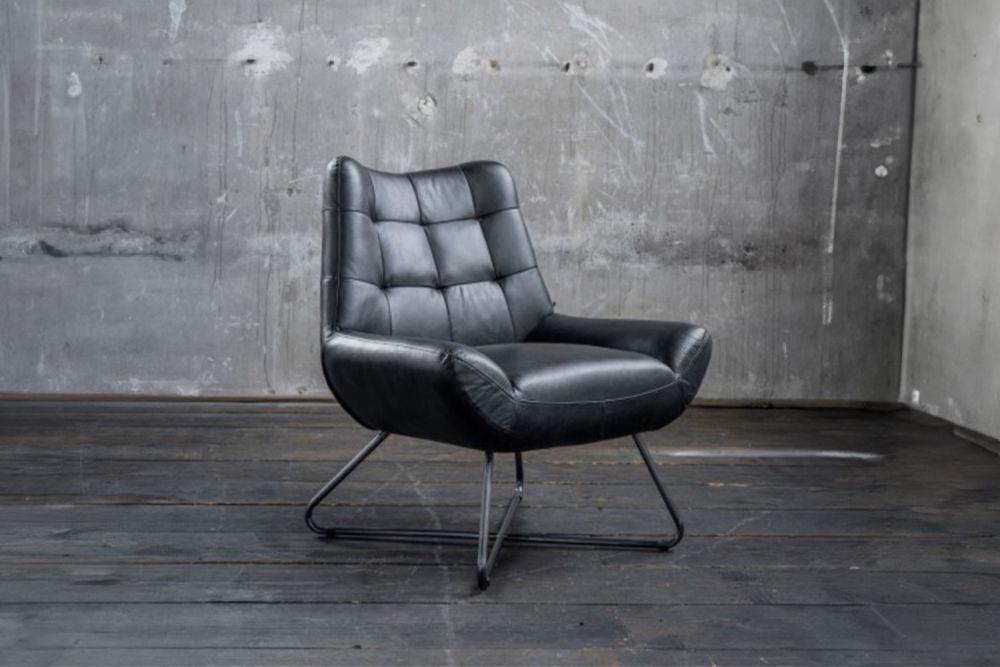 KAWOLA Sessel Snooze Leder schwarz B/H/T: 82x93x76cm