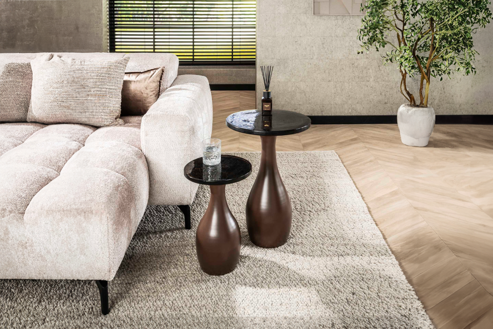 KAWOLA Beistelltisch MOKKA S Glas kupfer