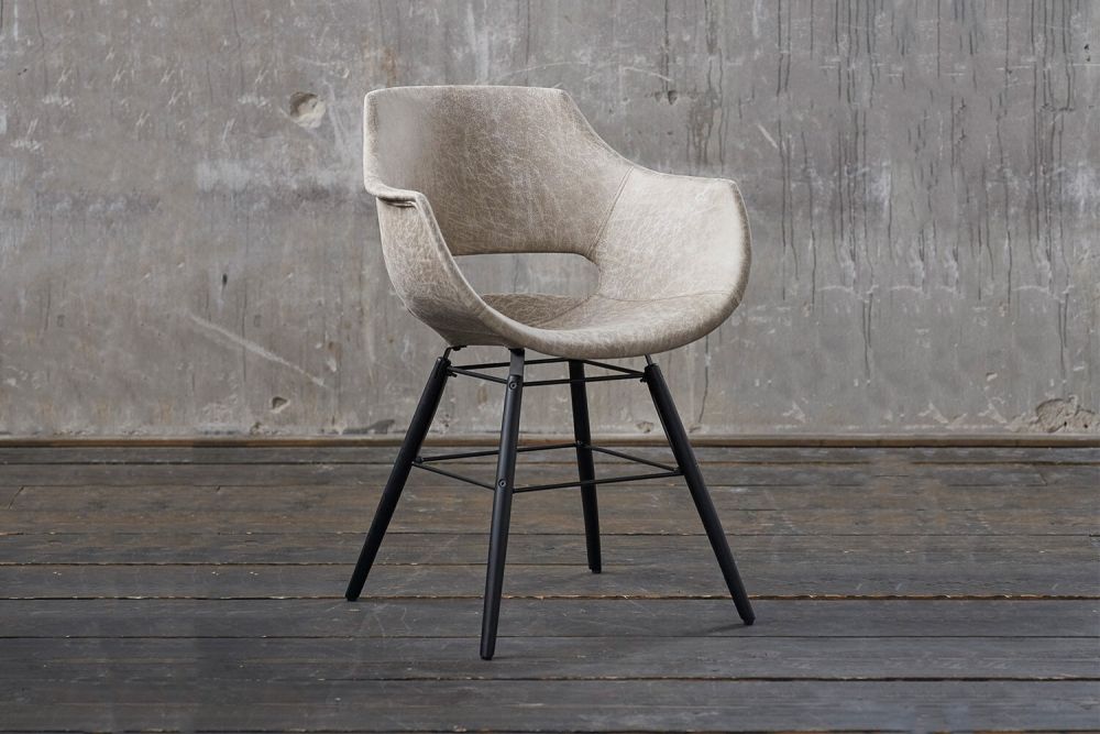 KAWOLA Stuhl "ZAJA Square" Esszimmerstuhl Microfaser creme