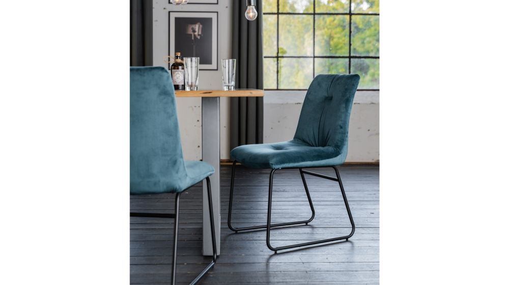 B-Ware KAWOLA Stuhl ZITA Esszimmerstuhl Velvet blau