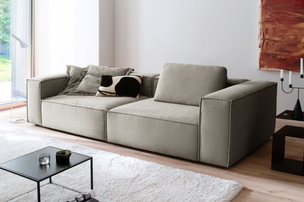 KAWOLA Sofa CARMO 3-Sitzer Feincord grau