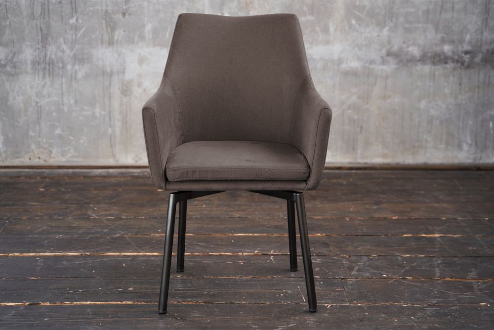B-Ware KAWOLA Stuhl Cali Sessel Microfaser taupe Füße matt-schwarz