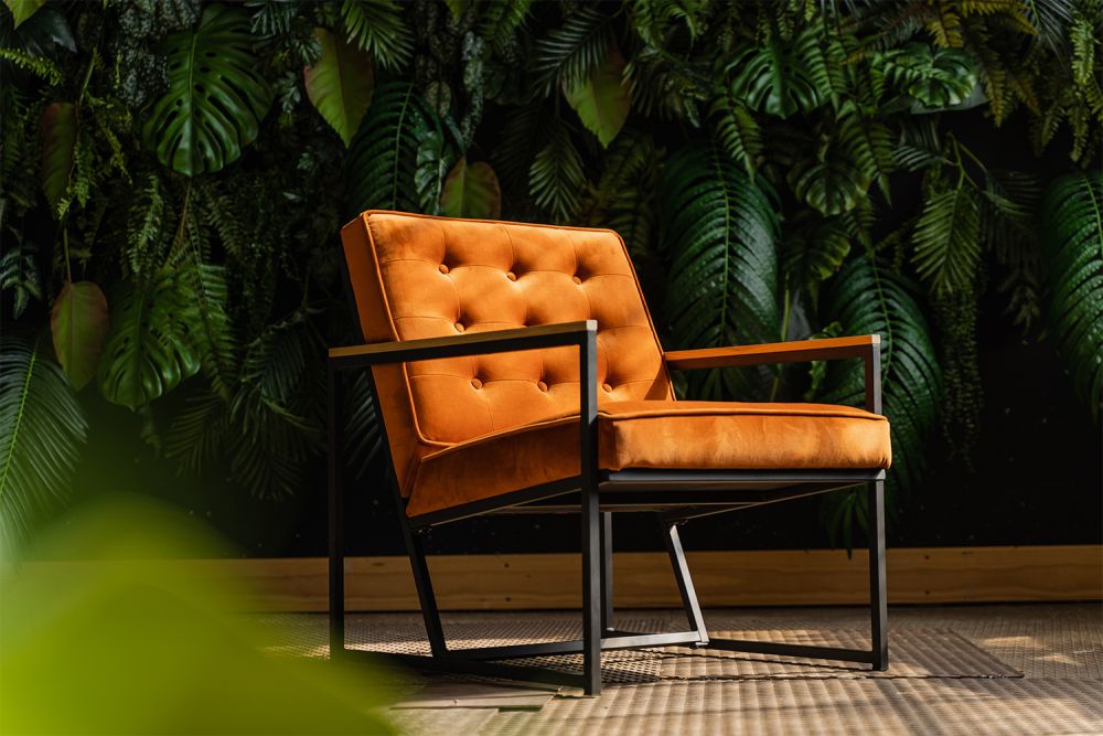 B-Ware KAWOLA Sessel ARLY Polstersessel Bezug Velvet cognac