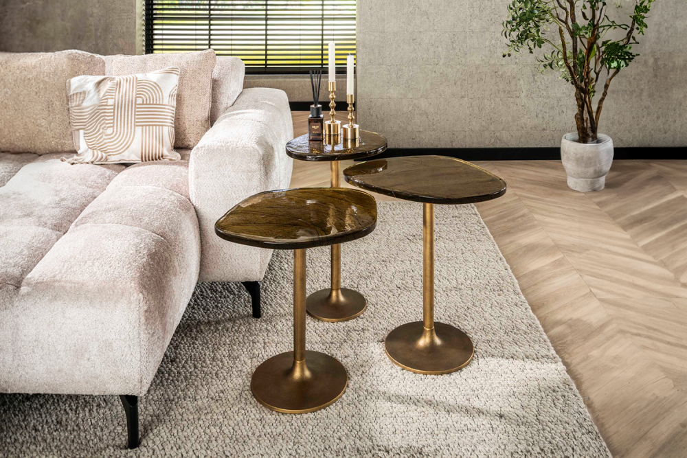 KAWOLA Beistelltisch DARI M Glas gold