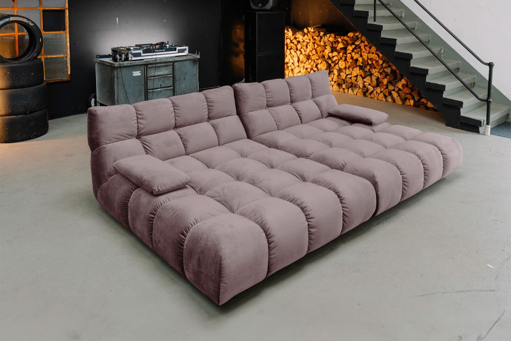 KAWOLA Big Sofa VIVIEN Velvet roségrau