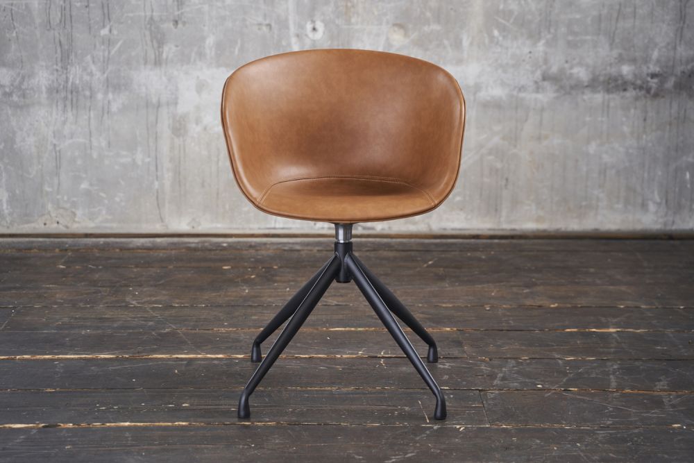 B-Ware KAWOLA Stuhl DANI Esszimmerstuhl mit Drehfunktion Kunstleder cognac
