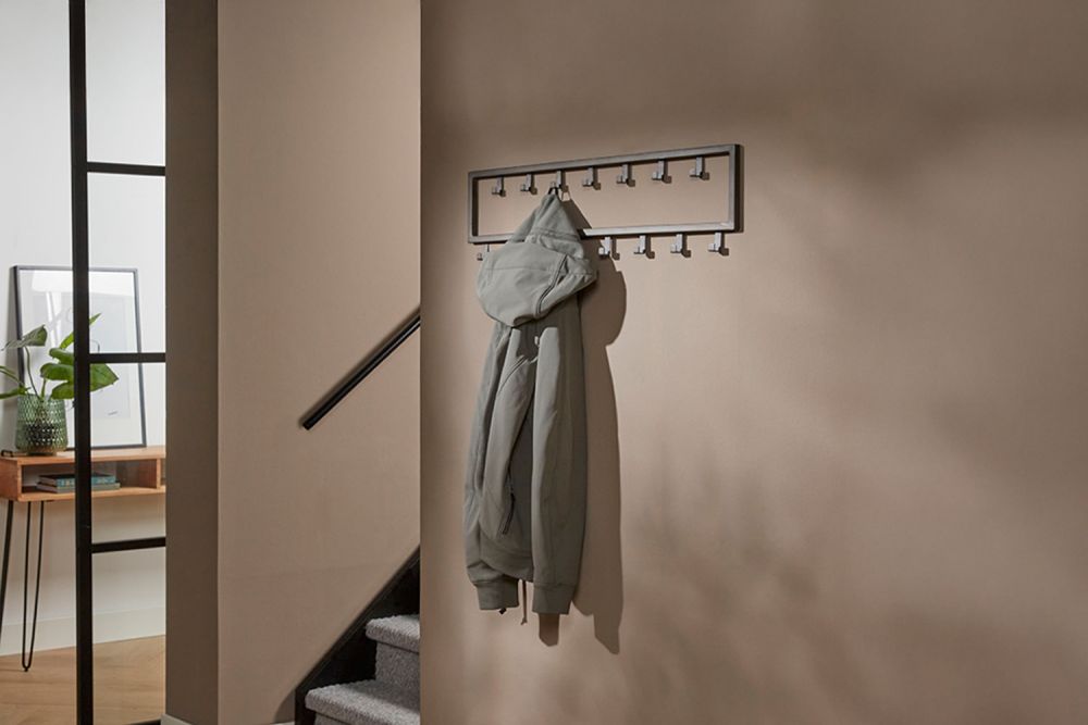 KAWOLA Garderobe LEONOR Metall 15 Haken grau