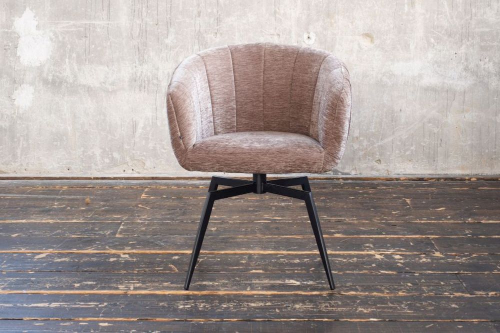 B-Ware KAWOLA Esszimmerstuhl LIMA Drehstuhl Stoff hellbraun