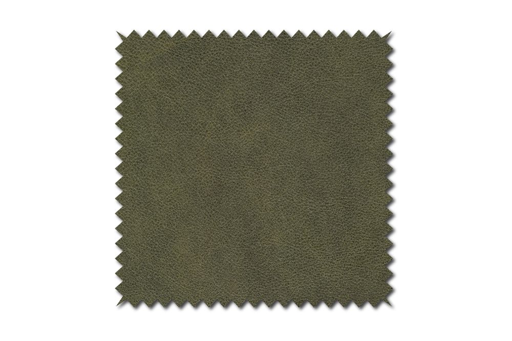 KAWOLA Stoffmuster Leder olivgrün 10x10cm
