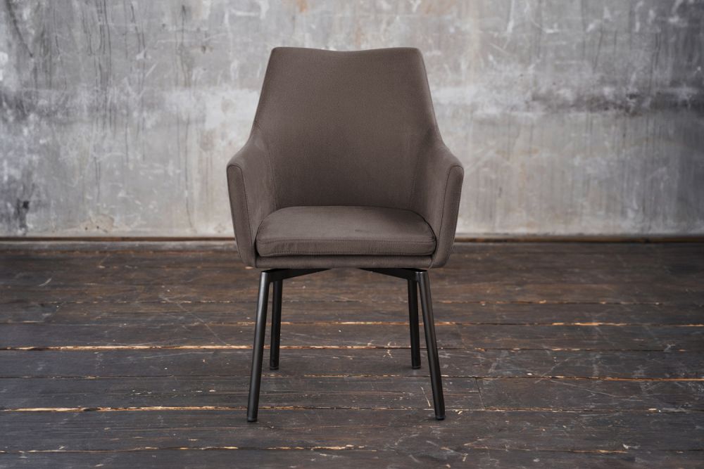 B-Ware KAWOLA Stuhl Cali Sessel Microfaser taupe Füße matt-schwarz