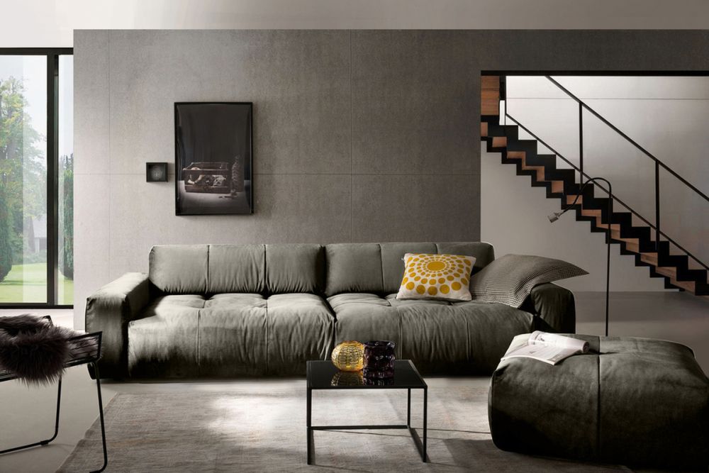 KAWOLA Big Sofa PALACE 3-Sitzer mit Sitztiefenverstellung Velvet silver