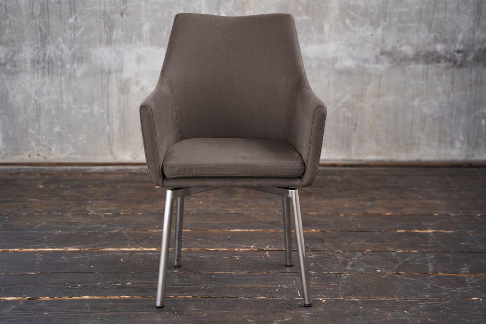 B-Ware KAWOLA Stuhl Cali Sessel Microfaser taupe Füße Edelstahl