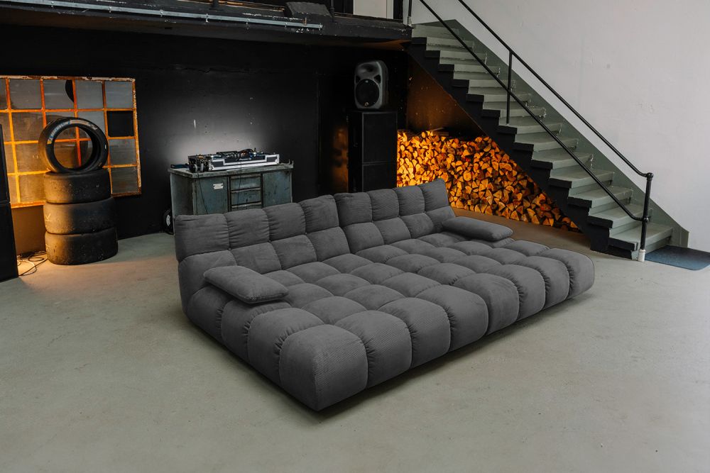 KAWOLA Big Sofa VIVIEN Feincord anthrazit